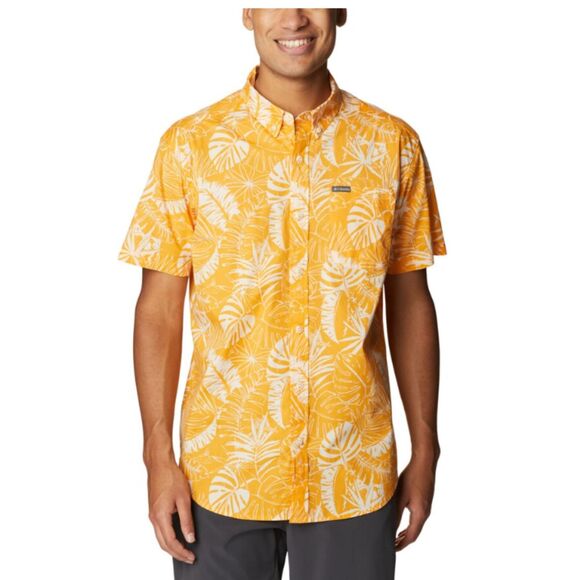 Columbia Other - Columbia Orange Tropical Leaf Rapid Rivers Stretch Short Sleeve Shirt Mens XL